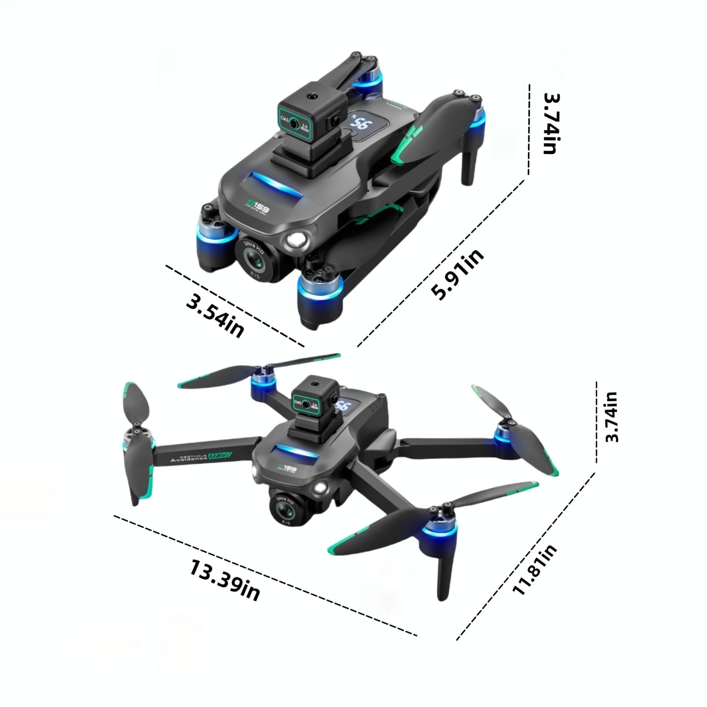 GPS Drone With Screen On Controller, Auto Go Home, 4K EIS Camera, One Click Return, Tracking Function, Speed Adjustment, LED Lights, 5G WiFi Image Transmission, Gesture Shooting, Optical Flow Positioning, Headless Mode, Dual Cameras, Automatic Return When