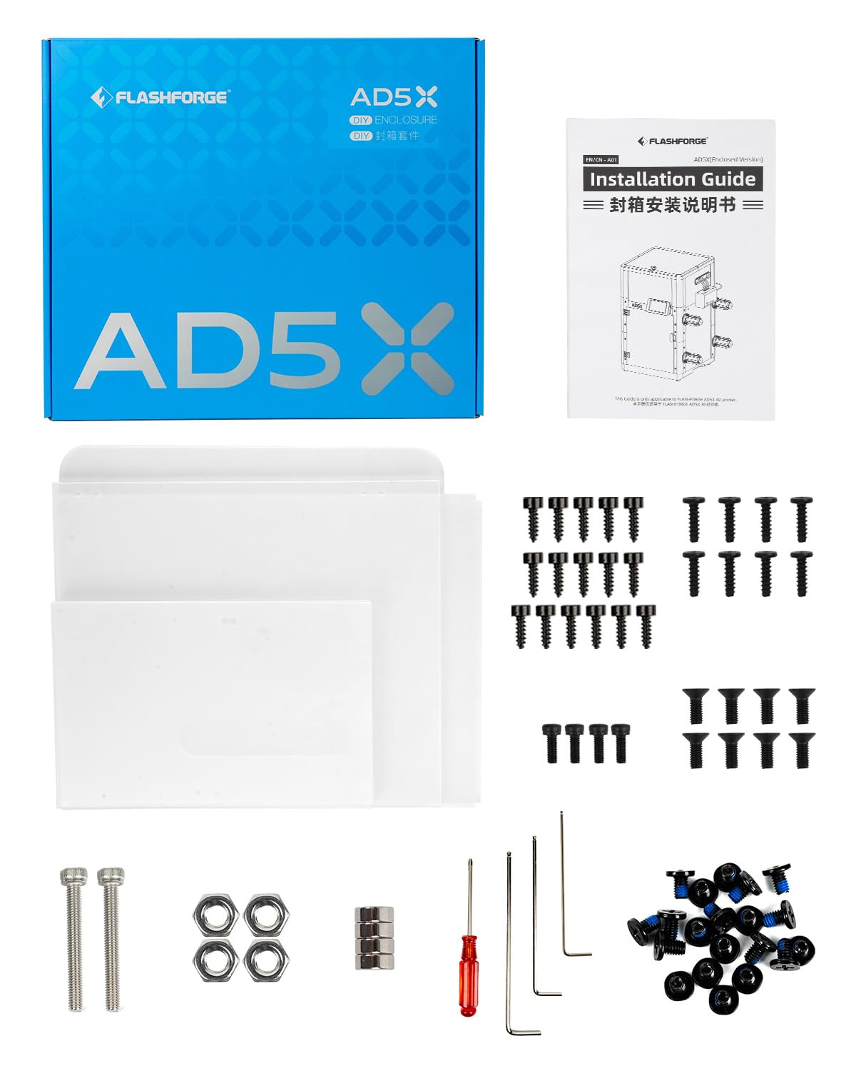 FLASHFORGE AD5X Enclosure Kit, DIY Colors & Style, Optimized Design, Reduced Noise and Odor, Suitable for High-Temperature Filament Printing