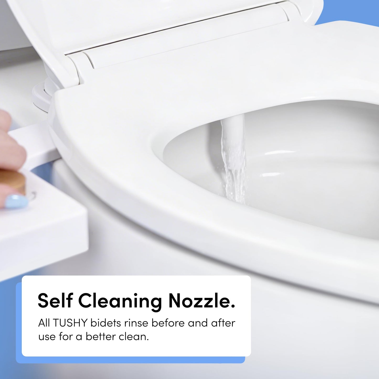TUSHY Spa Warm Water Bidet Attachment for Toilet. Universal Fit, Easy Install (Requires Sink Access for Optional Temperature Control) Self Cleaning, Adjustable Pressure, Angle Control, Bamboo