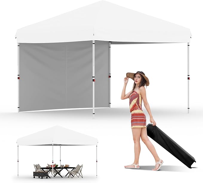 Garvee 10x10 Pop Up Canopy with One Button Push Setup - Heavy Duty Outdoor Canopy Tent with Portable Roller Bag - 3 Adjust...