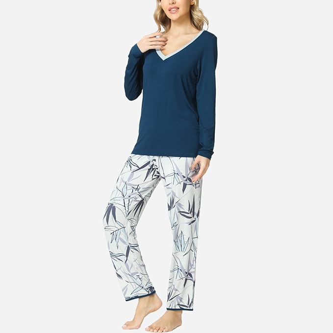 GYS Viscose from Bamboo Women's Pajama Sets Super Soft Long Sleeve Sleepwear Comfy Winter Pjs Sets S-4X