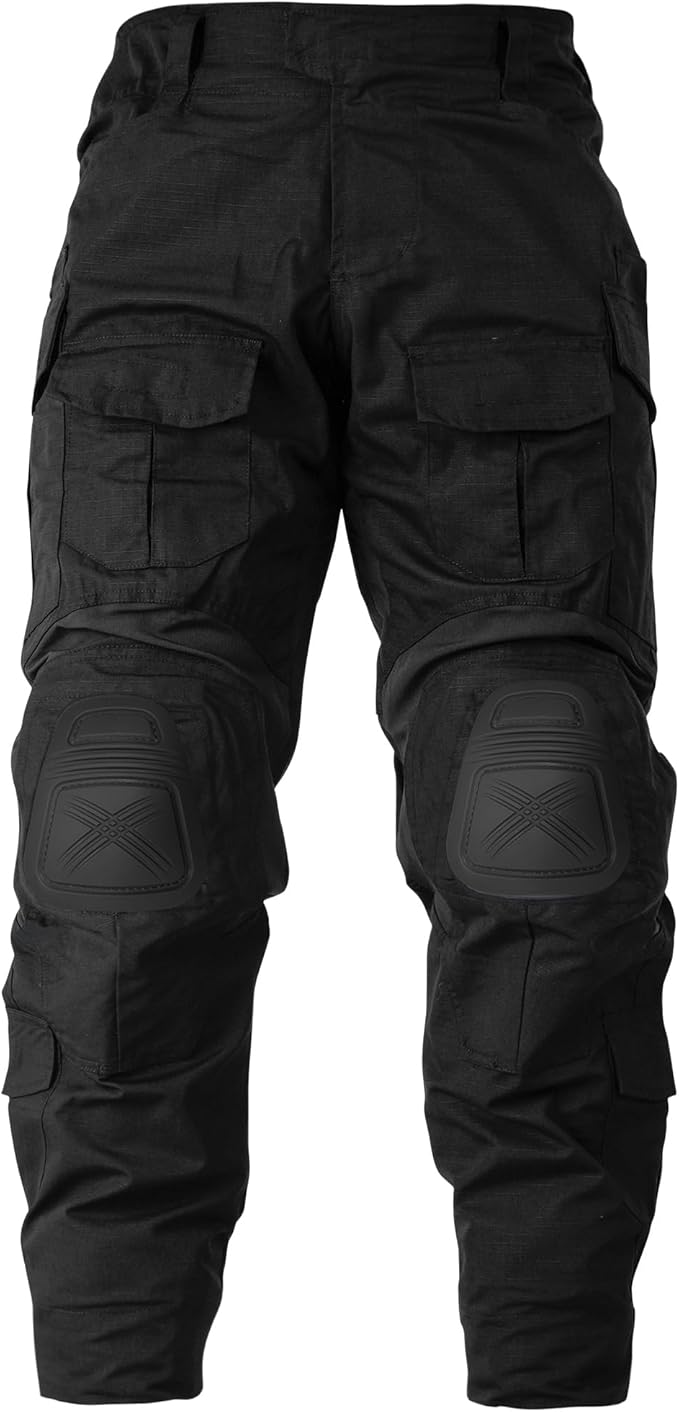 MERJAZ Men’s Tactical Pants with Knee Pads Waterproof G3 Combat Pants Camo Cargo Pants with 10 Pockets No Belt