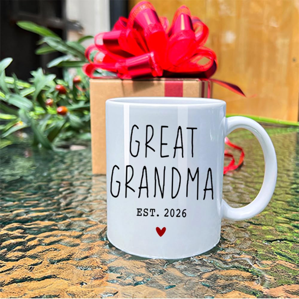VLUG Great Grandparents EST 2026 Mugs Set, EST 2026 New Grandparents Gift, Pregnancy Announcement Pregnancy Reveal Mug, First Time Grandparents Gift (white)