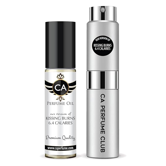 CA Perfume Duo Impression of Kissing Burns 6.4 Calories An Hour.Wanna Work Out? For Women And Men Perfume Layering Set Long Lasting Travel Size EDP + Body Oil Roll-On Bottle 0.27 Fl Oz+0.33 Fl Oz