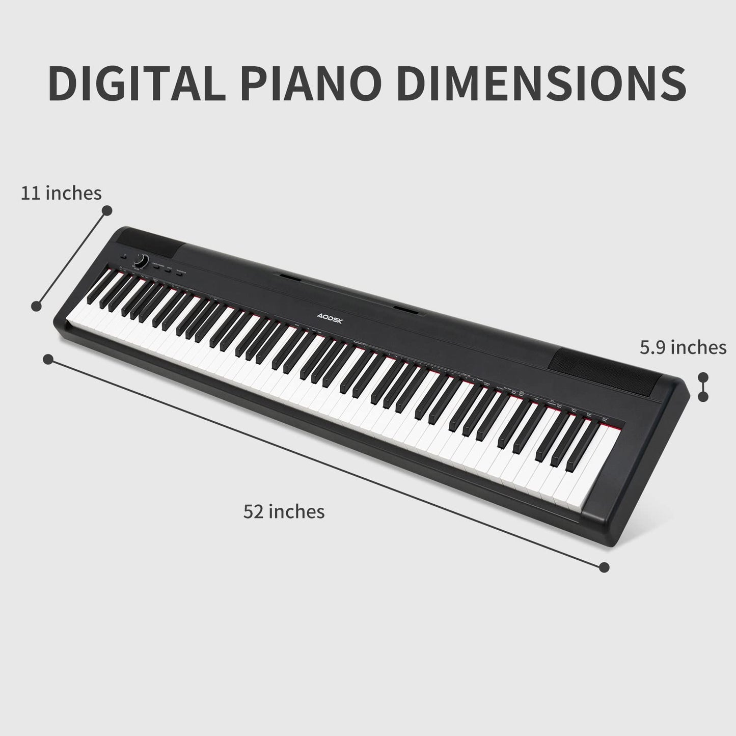AODSK Digital Piano 88 Key Weighted keyboard Piano with Portable and stable U stand, Full Size Weighted Keyboard, with 3-Pedal Unit, 2x15W Stereo Speakers, MP3 Function, Black, Piano Lessons