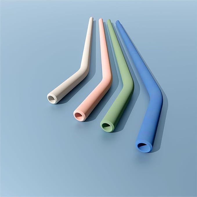 purifyou Extra Long 14.5" Reusable Silicone Straws with Flexible Tips, Cleaning Brush, & Portable Case - Fits with 40oz Stanley Cups, Tumblers & More (Set of 4)