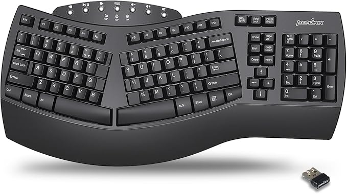 Perixx Periboard-612B Wireless Ergonomic Split Keyboard with Dual Mode 2.4G and Bluetooth Feature, Compatible with Windows...