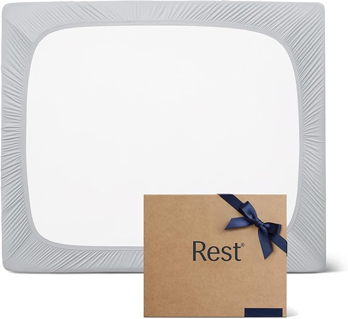 REST® Evercool®+ Fitted Sheet, CaliKing Size, Light Gray, 15" Deep (up to 18’’), Breathable Bedding for Hot Sleeper and Night Sweats, Bed Sheet with Ionic+ Self-Cleaning Silver Yarn for Sensitive Skin