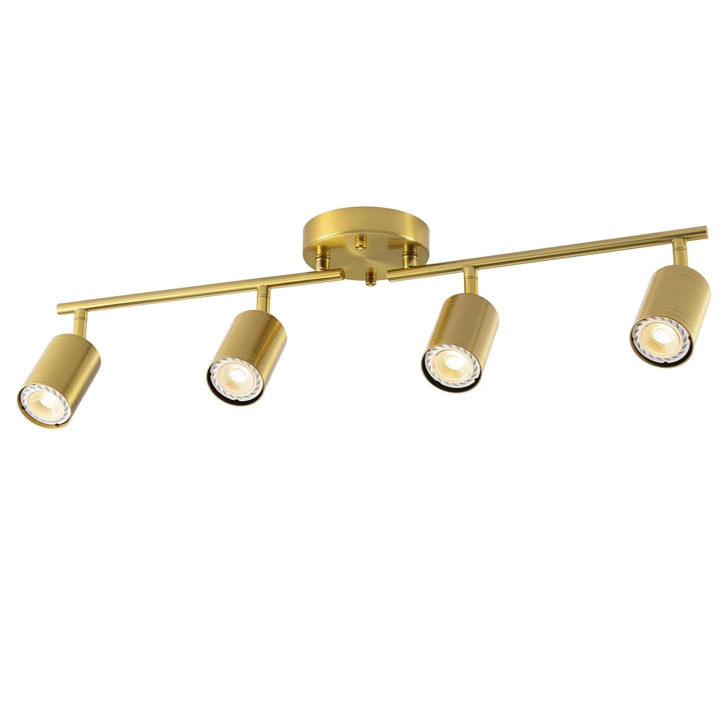 VONLUCE 4 Light Track Light Fixture, LED Track Lighting Kit with Rotatable Heads, 3-Color GU10 Bulbs Included, Modern Ceiling Spotlight for Kitchen Office Closet Studio Bedroom, Gold