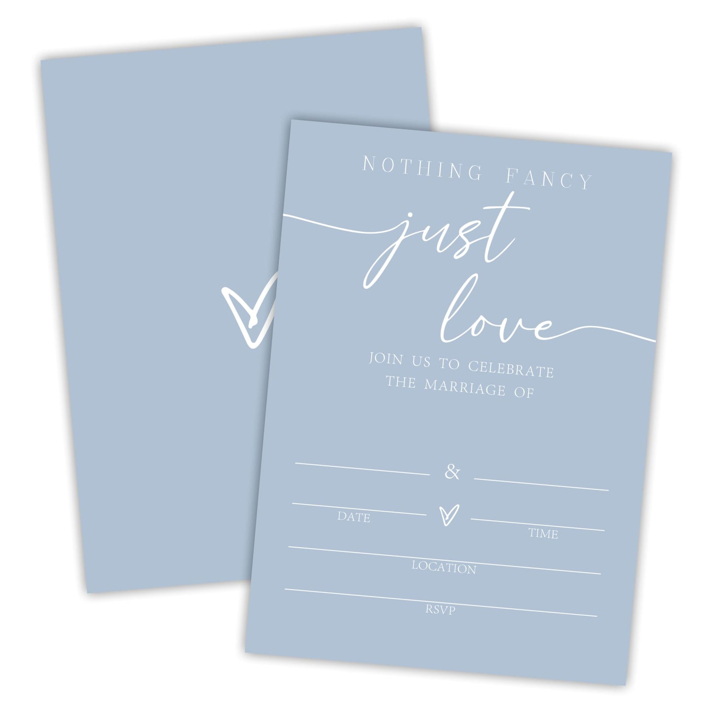 Nuckxy Wedding Invitations - Minimalism Blue - 25 Pcs Double Sided Wedding Invites With Envelopes For Mr & Mrs - Wedding Celebration,Wedding Shower,Newlyweds, Wedding Party Favor & Supplies - A04