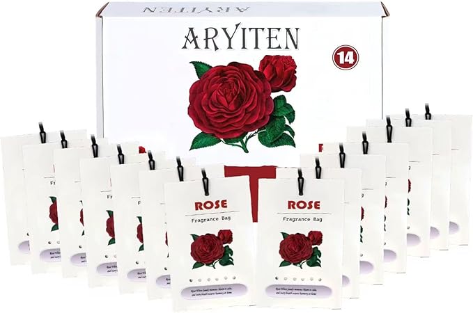14 Packs Large Rose Scented Sachets for Closet Deodorizer Drawers, Hanging Long Lasting Potpourri Bags Home Fragrance Air Freshener