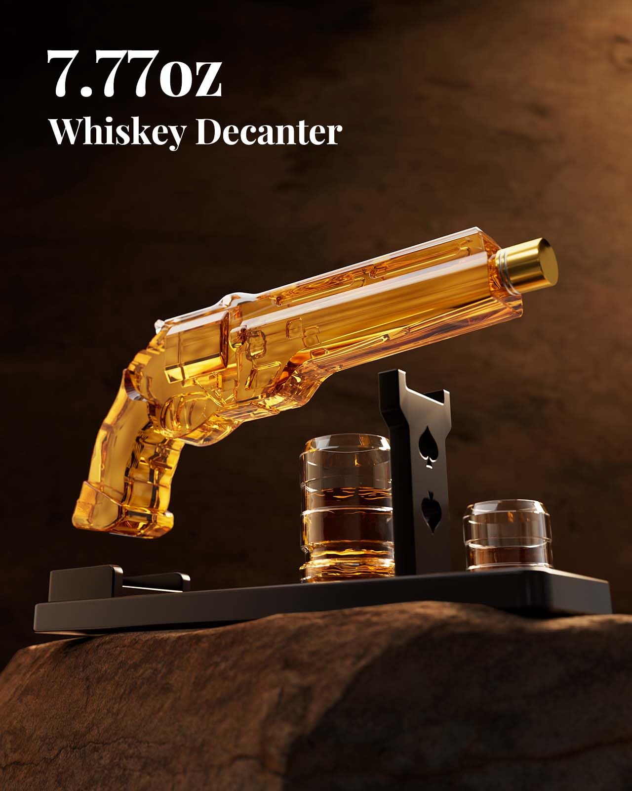 Gun Whiskey Decanter Sets for Men, Kollea Liquor Decanter Set with Gun Shot Glass, Unique Birthday Gifts for Men Dad, Cool Anniversary Christmas Gift for Him Husband, Dispenser for Bar Drinking Party