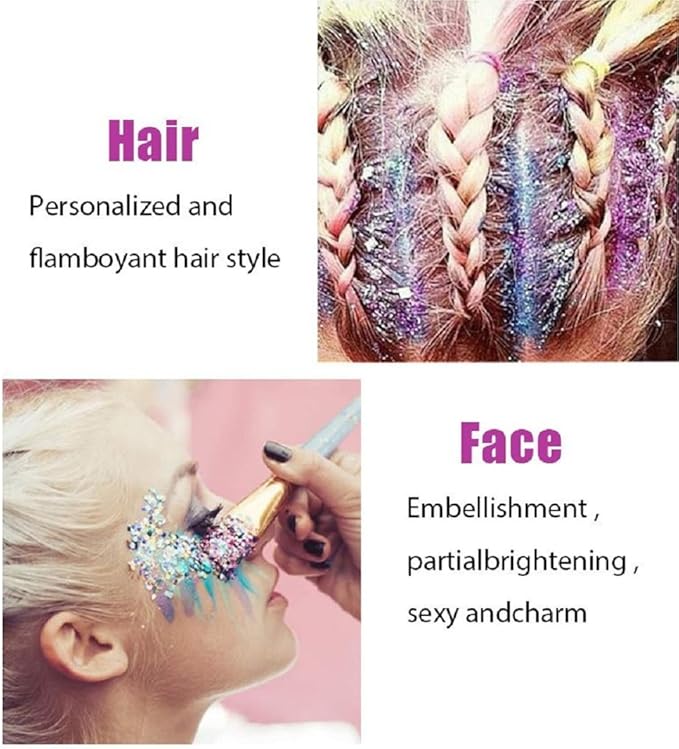 Gold Face and Body Glitter Stick,Holographic Neon Accessories Outfit Singer Concert Sparkling Festival Rave Glitter Makeup