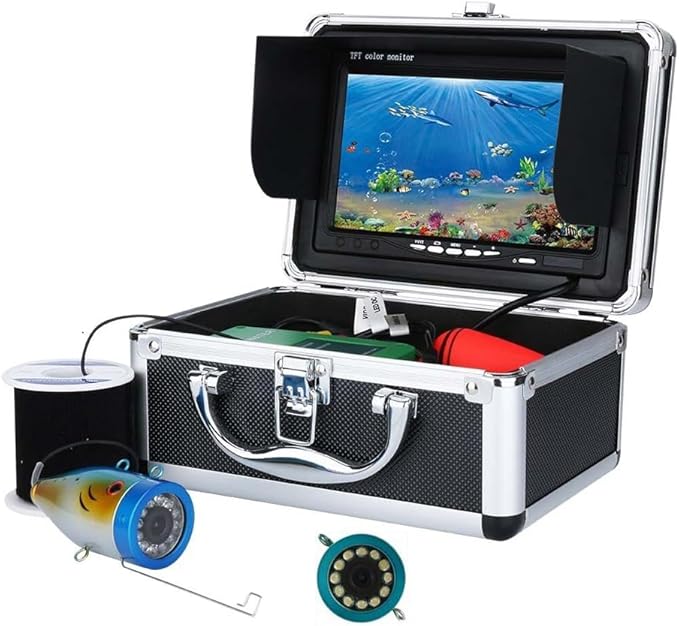 Underwater Fishing Camera with 7 Inch LCD Monitor, HD 1000 TVL Portable Fish Finder, 30Pcs Adjustable LED White Lamp Ligh...