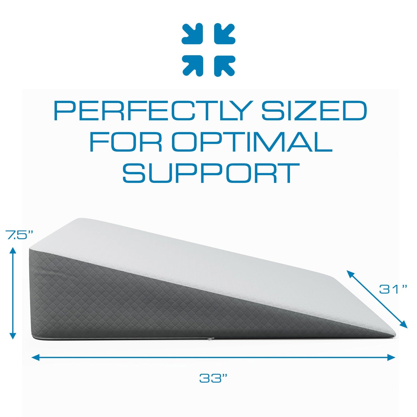 Kolbs Extra Wide Bed Wedge Pillow | Super Large, Memory Foam Top and Jacquard Cover | for Sleeping Acid Reflux GERD (7.5 Inch Height (31 x 33 x 7.5))