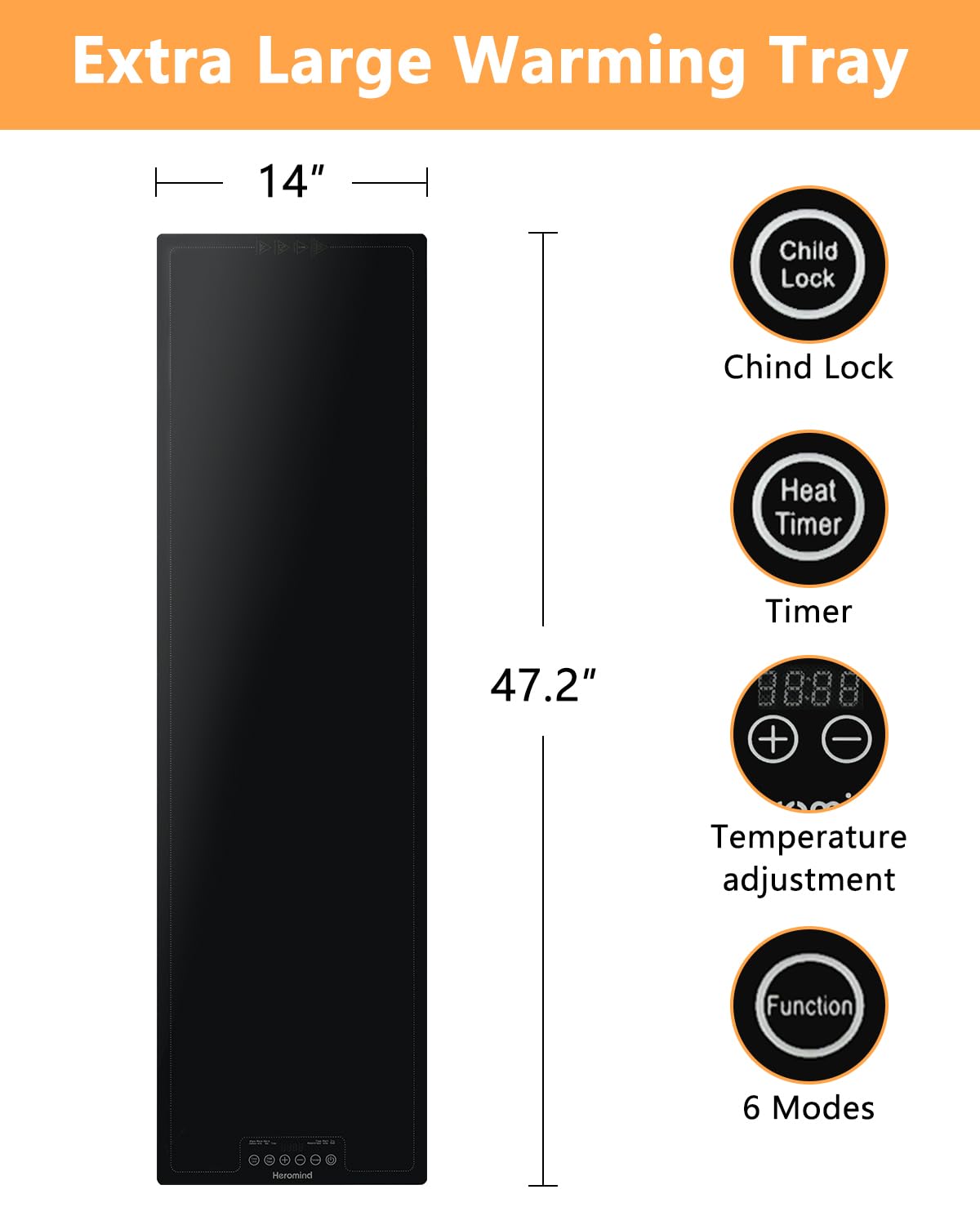 Electric Warming Tray,Extra Large Food Warming Mats with Temp-Settings & Timmer,Full Surface Heating Electric Food Warmer Mat Keep Food Warm at Buffet, Party, Sabbath, Daily Use (XXXL(47 * 14"))