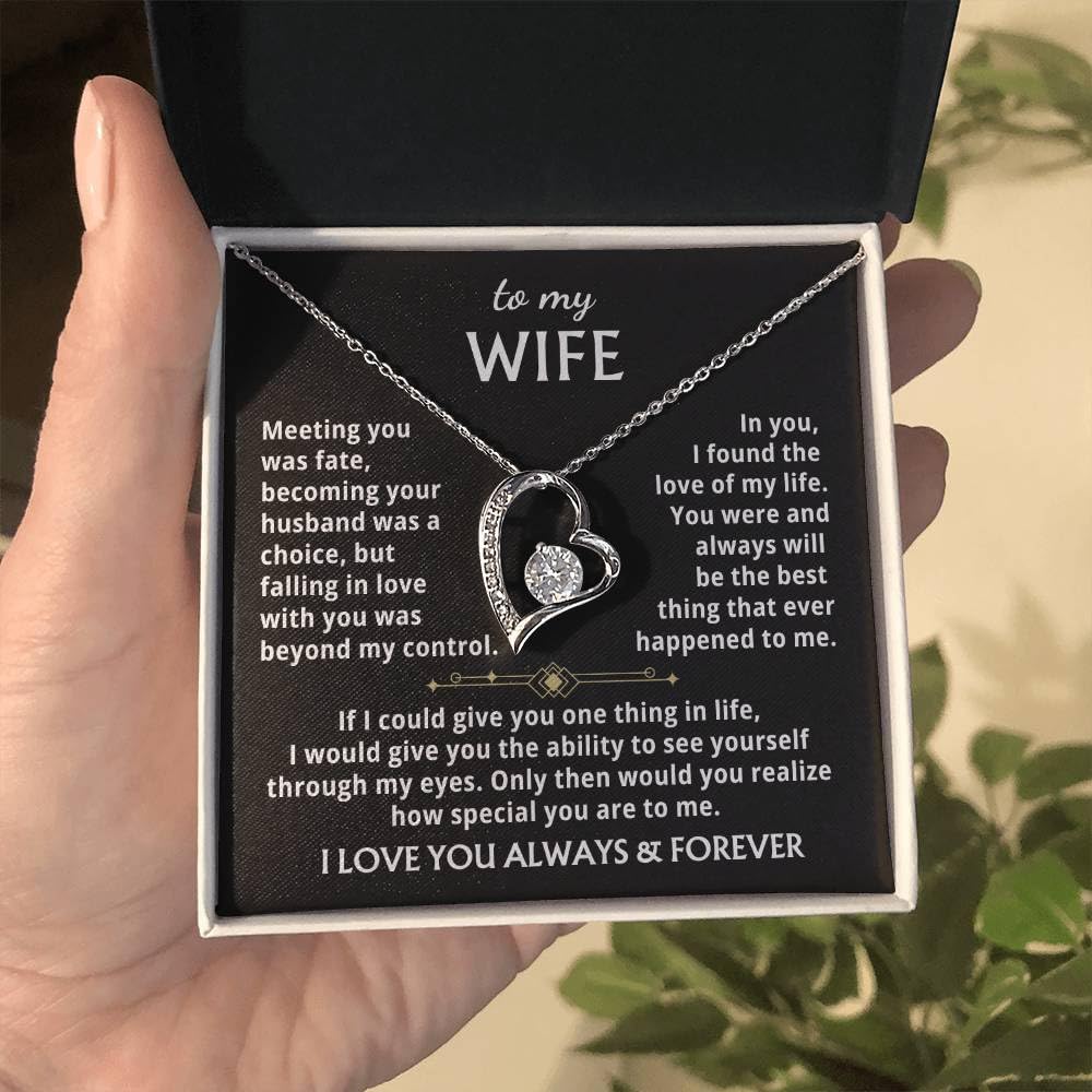 Momavo Jewelry To My Wife - the best thing that ever happened to me ,Forever Love Necklace , Gift For Wife, Gift for her ,Gifts For Wife Romantic, Christmas Birthday Gift, Valentine Gift (Standard Box, 14k White Gold Finish)