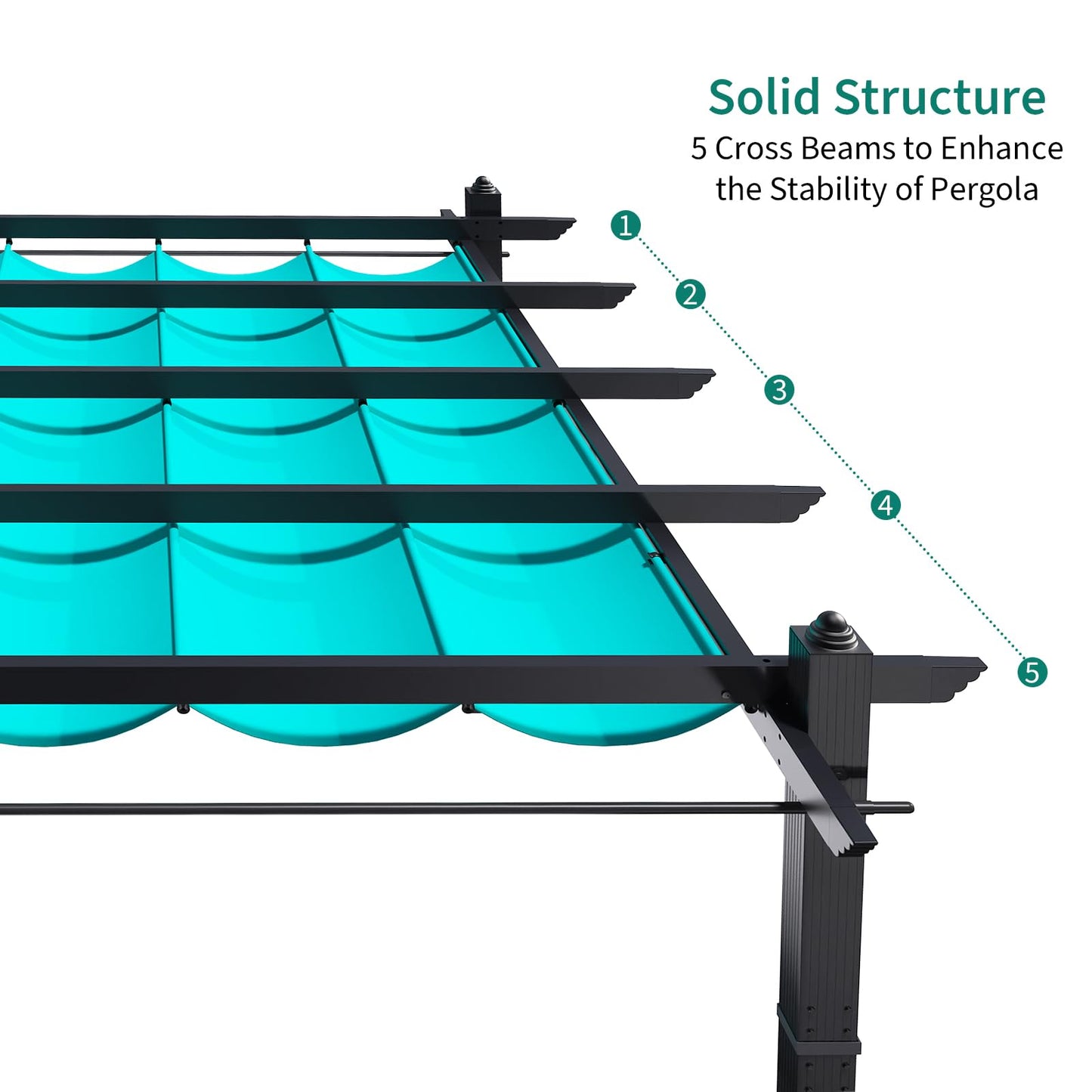 10x13 Ft Aluminum Pergola with Retractable Canopy and Netting, Modern Outdoor Patio Shade Shelter with Wood-Look Frame, Ideal for Backyard, Deck, or Porch