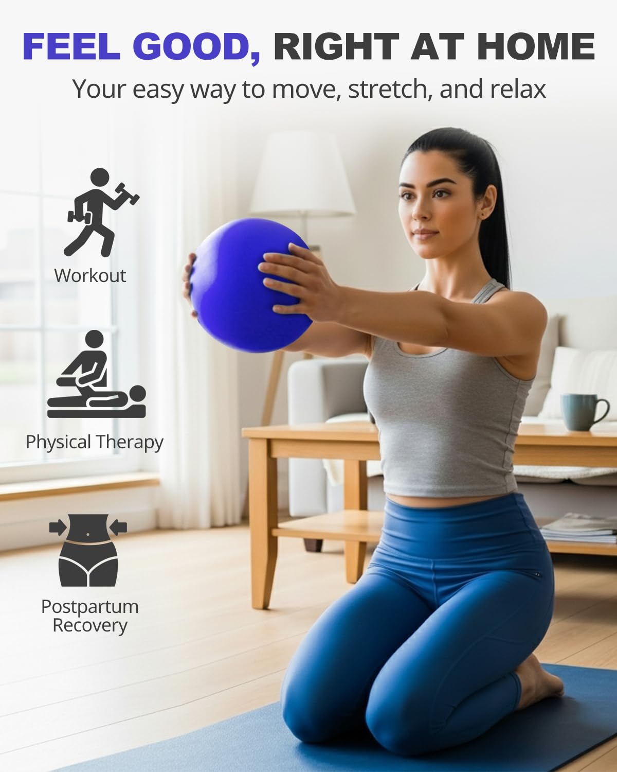 Trideer 9-Inch Pilates Ball, Small Exercise Ball for Yoga, Core Training, Physical Therapy, Balance, Stability and Stretching Pilates Equipment with Inflation Straw
