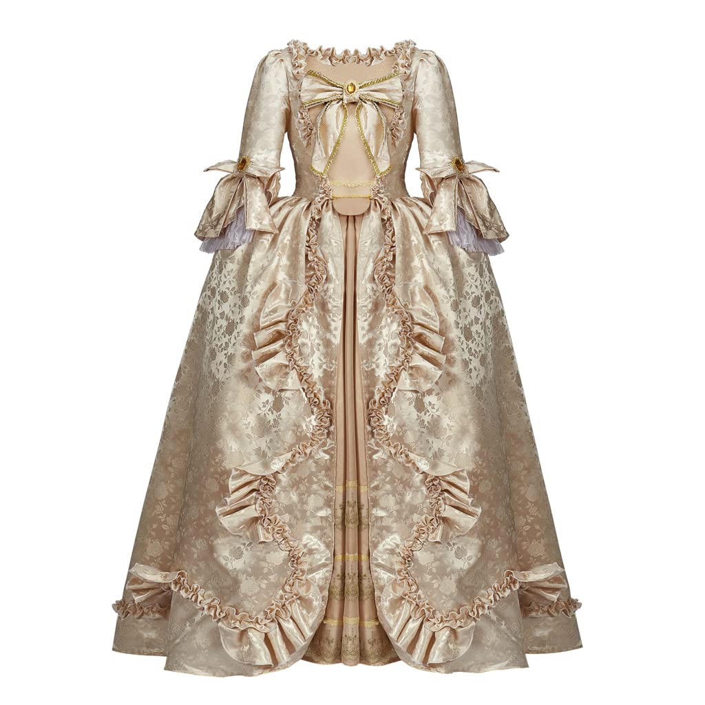 RoleplayCos Court Rococo Baroque Marie Antoinette Ball Dresses 18th Century Victorian Dress Ball Gowns Royal Women Costume (M, Gold)