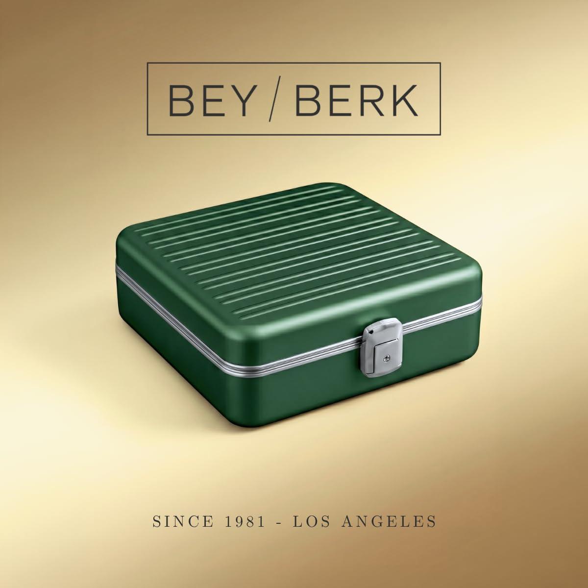 Bey-Berk Prague Aluminum Watch Case in Hunter Green – 9-Slot Locking Travel Box with Soft Interior for Watch Storage