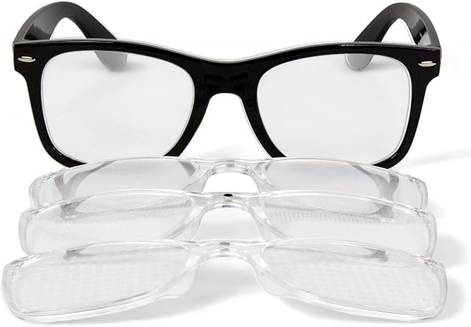 GloFX Snaps: Diffraction Rave Glasses | Black Magnetic Snap Frames with Line, Heart, and Star Lenses | 3D Prisms, Heart, a...