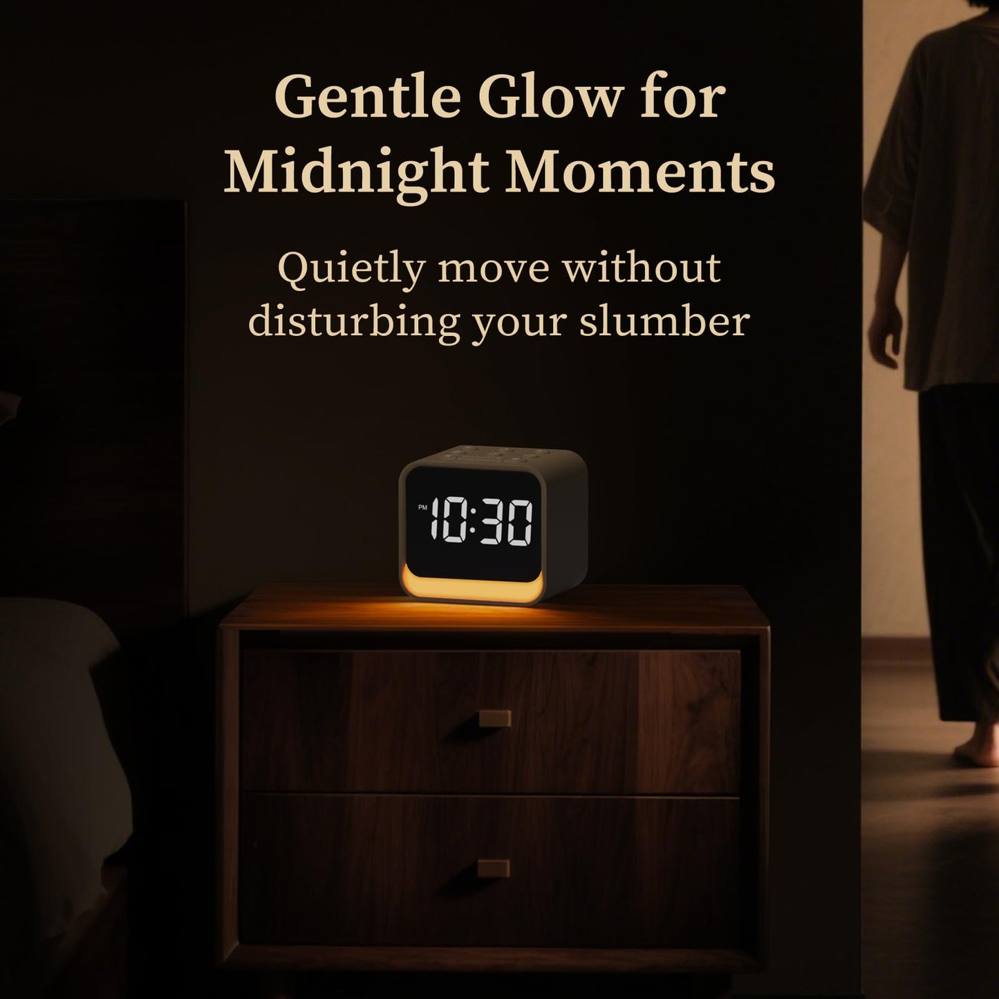 Housbay Wooden Sound Machine Alarm Clock for Bedrooms - Gentle Wake-Up with Birdsong, White Noise for Sleeping, Small Digital Clock for Phone-Free Routine - Maple Wood