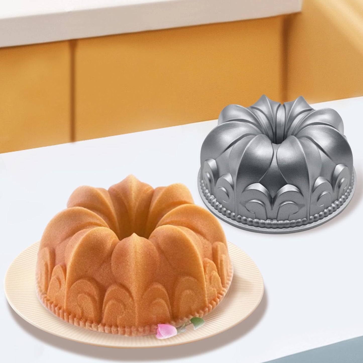 QYQRQF Aluminum Cake Pan, Non-Stick Cake Mold Charlotte Easy to Clean Cake Baking Mold for Birthday Christmas Wedding Events (Style 1)