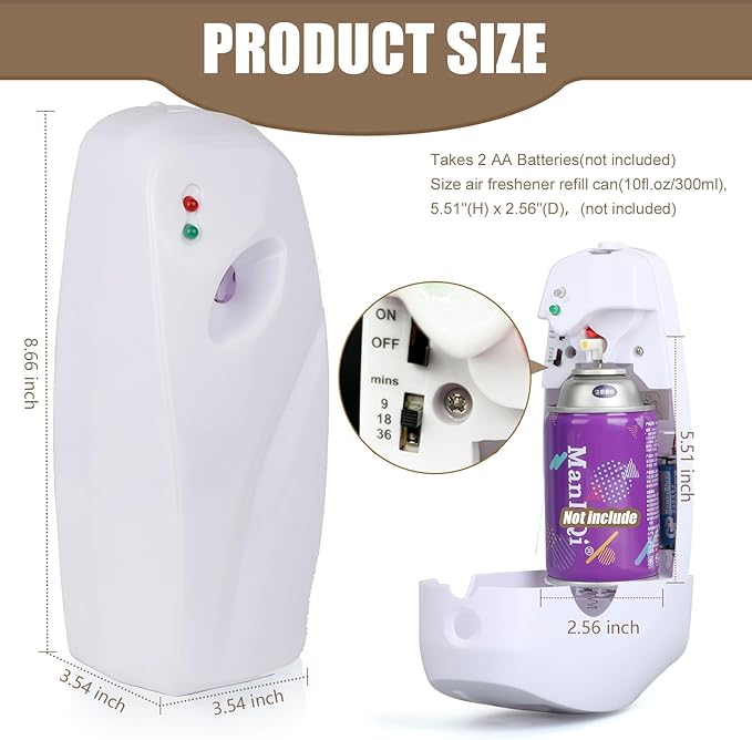Automatic Air Freshener Spray Dispenser 2-Pack,Wall Mounted/Free Standing Automatic Air Fresheners for Home and Commercial Use,Automatic Spray Dispenser Adjustable Scent Release Setting