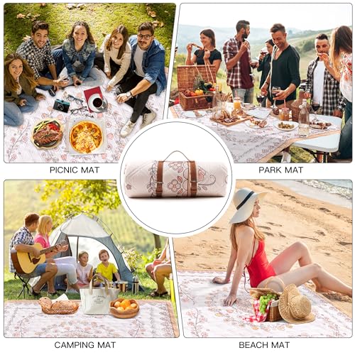 aoole Boho Picnic Mat, 79" x 79" Extra Large Outdoor Picnic Blanket, Washable Foldable Portable Blanket for Beach/Camping/...