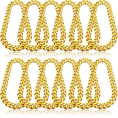 Jexine 12 Pcs Halloween Costume Rapper Chain, Hip Hop Chain Bulk Fake Necklace for Cosplay Men Women 80s 90s Punk, 32 Inch