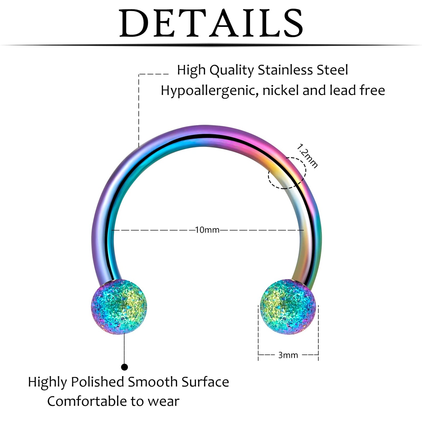 ONESING 80 Pcs, 16g, Septum Rings for Women Septum Piercing Horseshoe Nose Hoop Lip Tragus Cartilage Earrings Hypoallergenic Sta