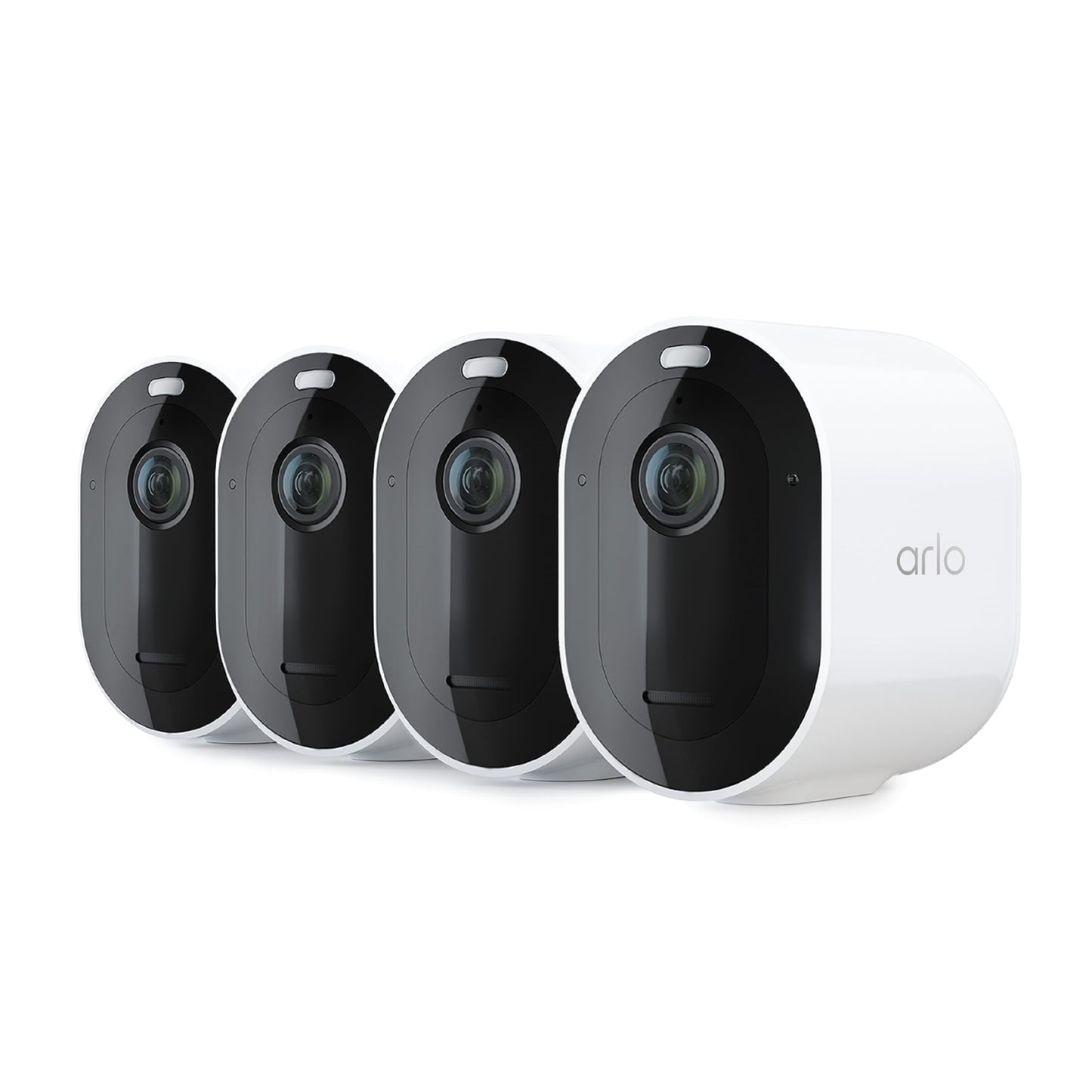 Arlo Pro 5S 2K HDR wireless outdoor security camera, color night vision, 160° FOV, rechargeable battery, weatherproof, 4-camera kit, white