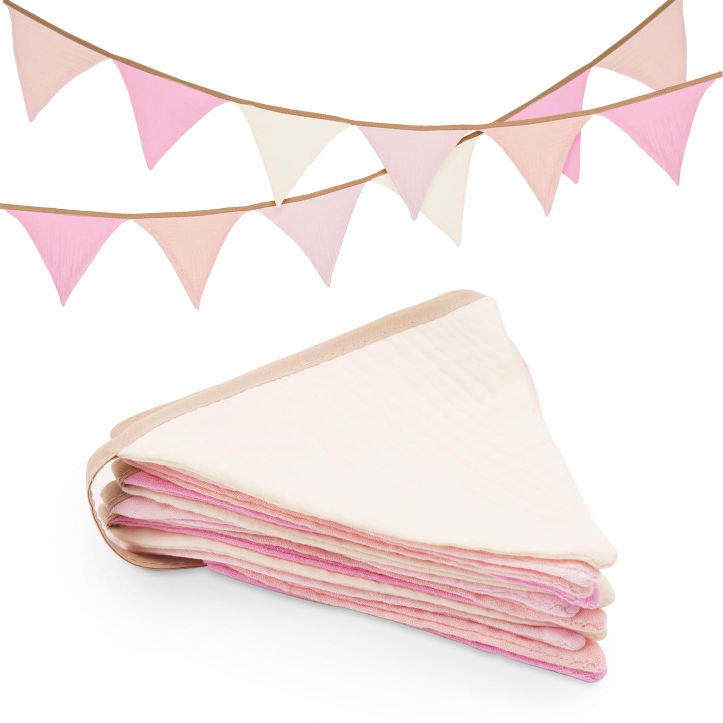 GCQQ Pennant Banner Flags 9Ft Pink Pennant Nursery Garland 12Pcs Light Pink Baby Girl Banners Double-Side Bunting Triangle Birthday Banner Girl Toddler Room Decor for Kids Bed Baby Shower Party Decor