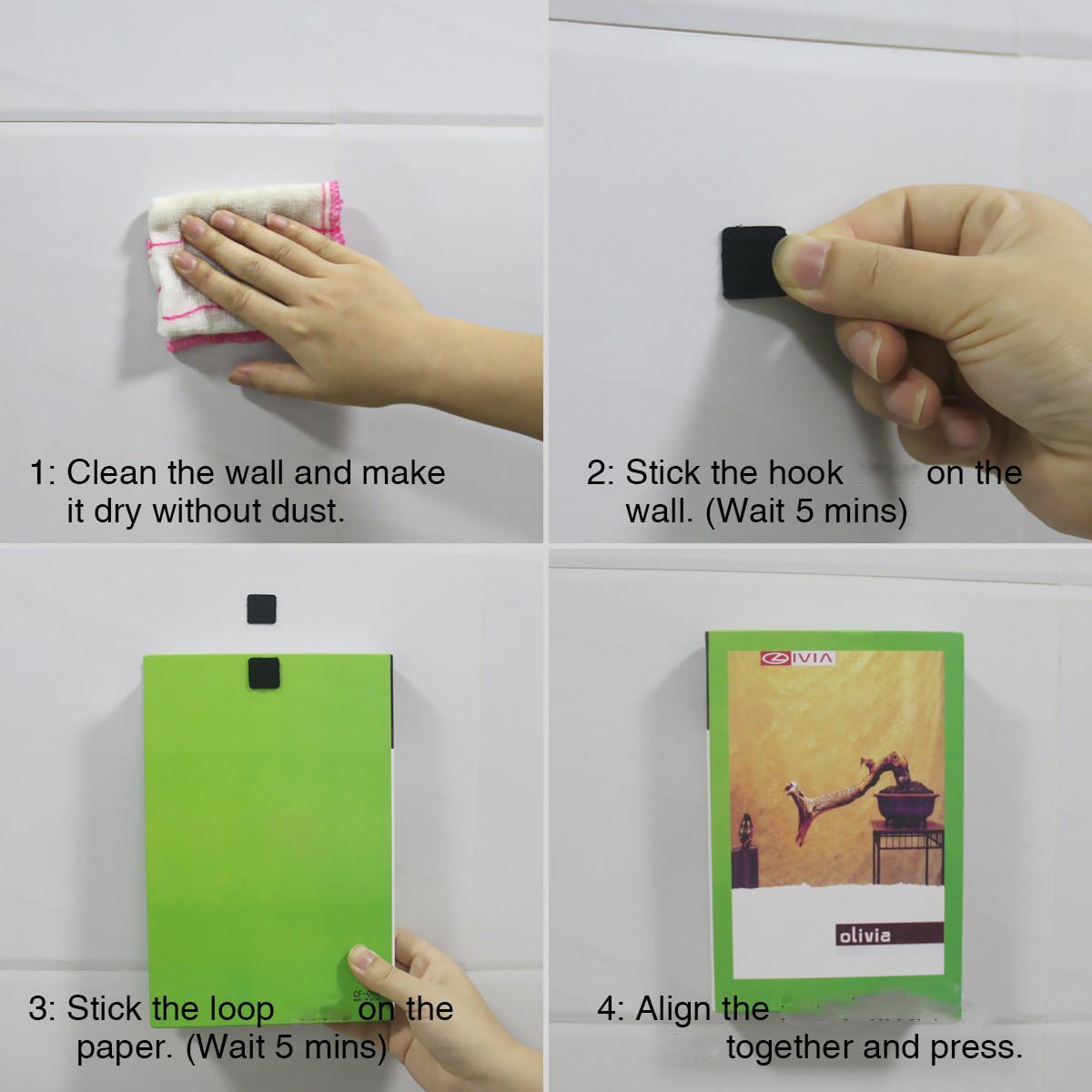 Self Adhesive Dots, 0.59 Inch Diameter 400pcs(200Pairs) Strong Sticky Hook Tapes, Square Adhesive Back Loop Nylon Strips with Waterproof Fastener,Perfect for School Classroom,Office,DIY-Black