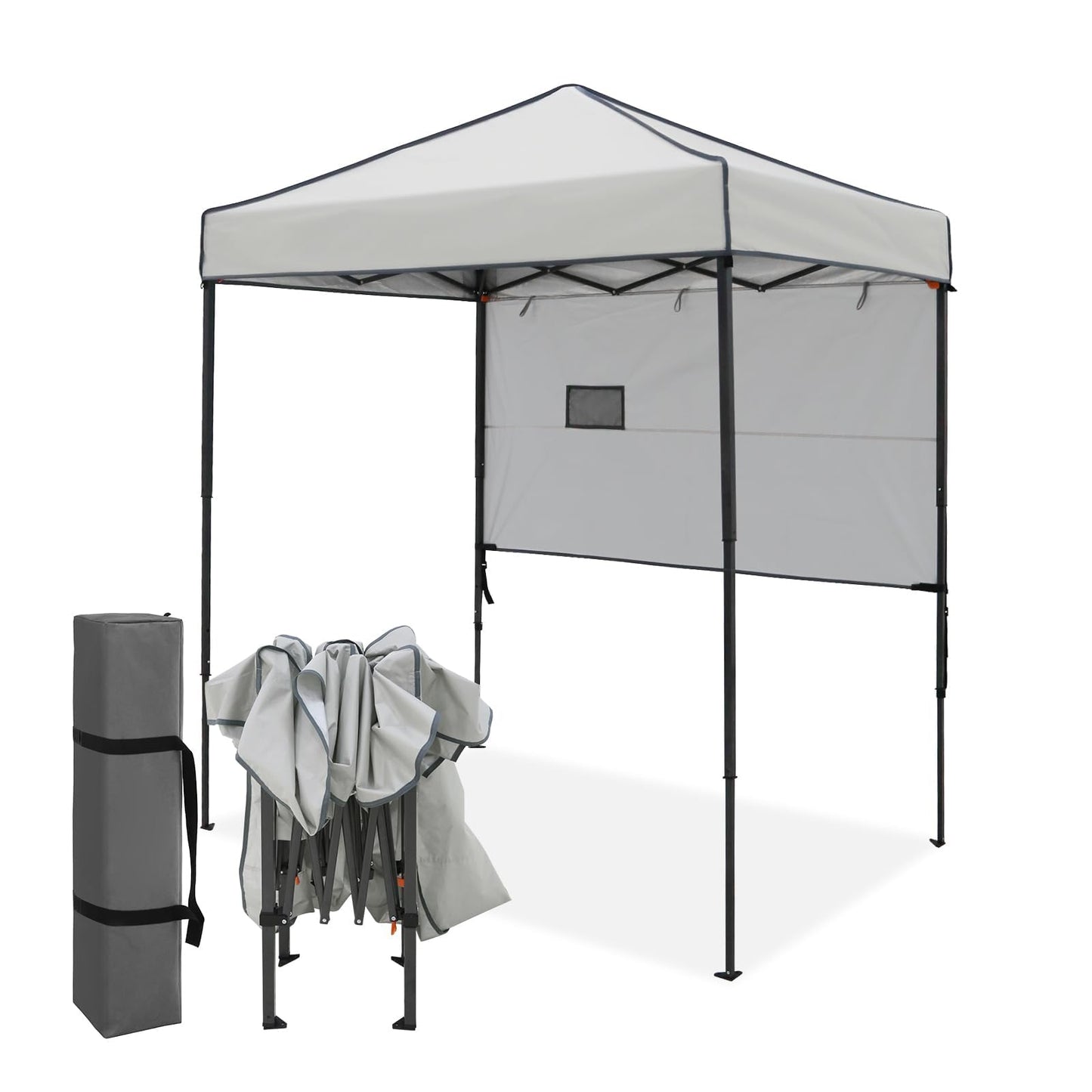 EAGLE PEAK Instant Pop Up Canopy with Adjustable Sun Wall 6x4, Straight Lightweight Compact Portable Tent with Carry Bag, Gray