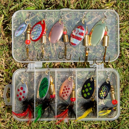 YPWUE Rooster Tail Fishing Lures – Inline Spinner Baits Kit for Trout, Bass & Salmon – Effective in Freshwater, Streams & ...