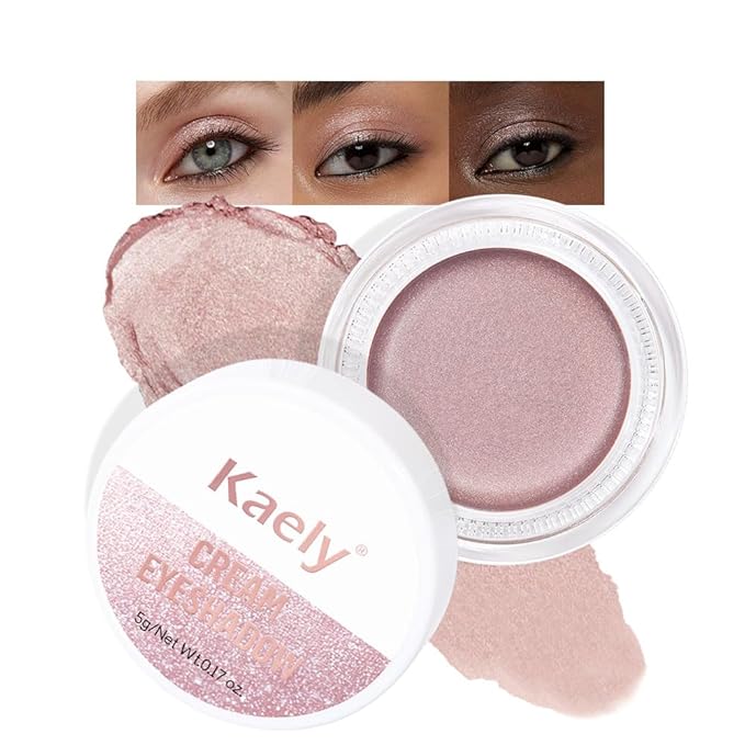 Single Cream Eye Shadow,Champagne Shimmer Glitter Natural Nude Monochrome Eyeshadow Palette,Waterproof,Long Lasting Naturing-Looking,Vegan & Cruelty-Free,17
