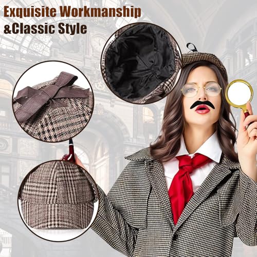 wevgbv Detective Costume Accessories Set, Detective Hat Dress up Costume for Adults Men Women, Halloween Spy Costumes