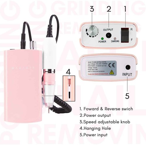 Makartt Nail Drill Bits Holder Dustproof Stand Displayer Bundle With MALORY 30000RPM Rechargeable Nail Drill Machine