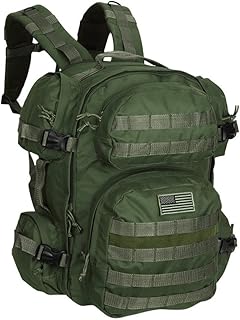 Men's Large OD Green Expandable Tactical Molle Hydration-Ready Backpack Daypack Bag