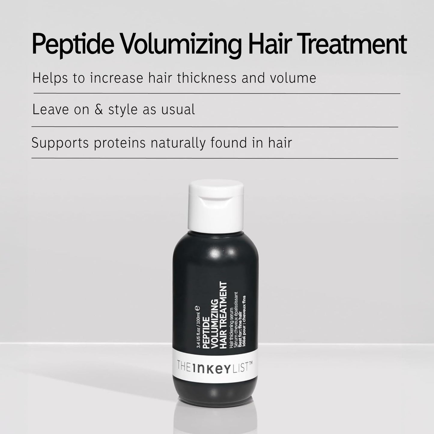 The INKEY List Peptide Volumizing Hair Treatment, 3.38 fl oz - Lightweight ,Serum Helps the Appearance of Thickness and Volume f