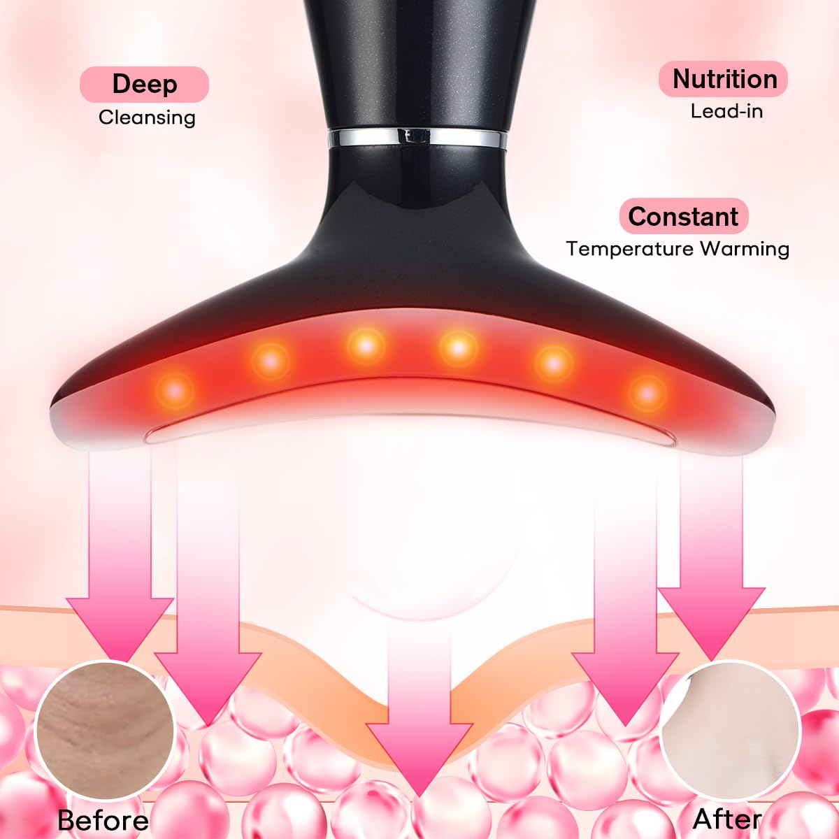 LATME Facial Massager,Neck Face Massager Tool,3 Mode Massage with Heat,Portable Beauty Instrument for Skin Care Women Gift (Blac