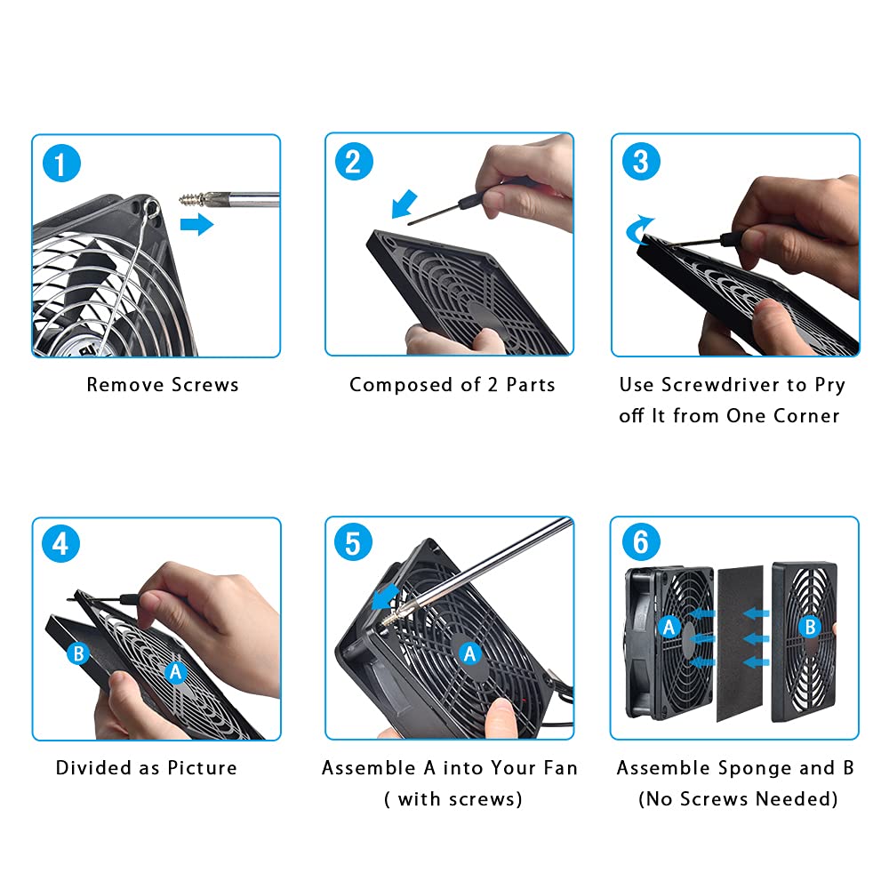 Eluteng 80Mm Fan Filter 2 Pack Ventilation Grill Cover Ip40 Dustproof Cool Computer Ventilator Guard With Screwdrivers Dust Filt