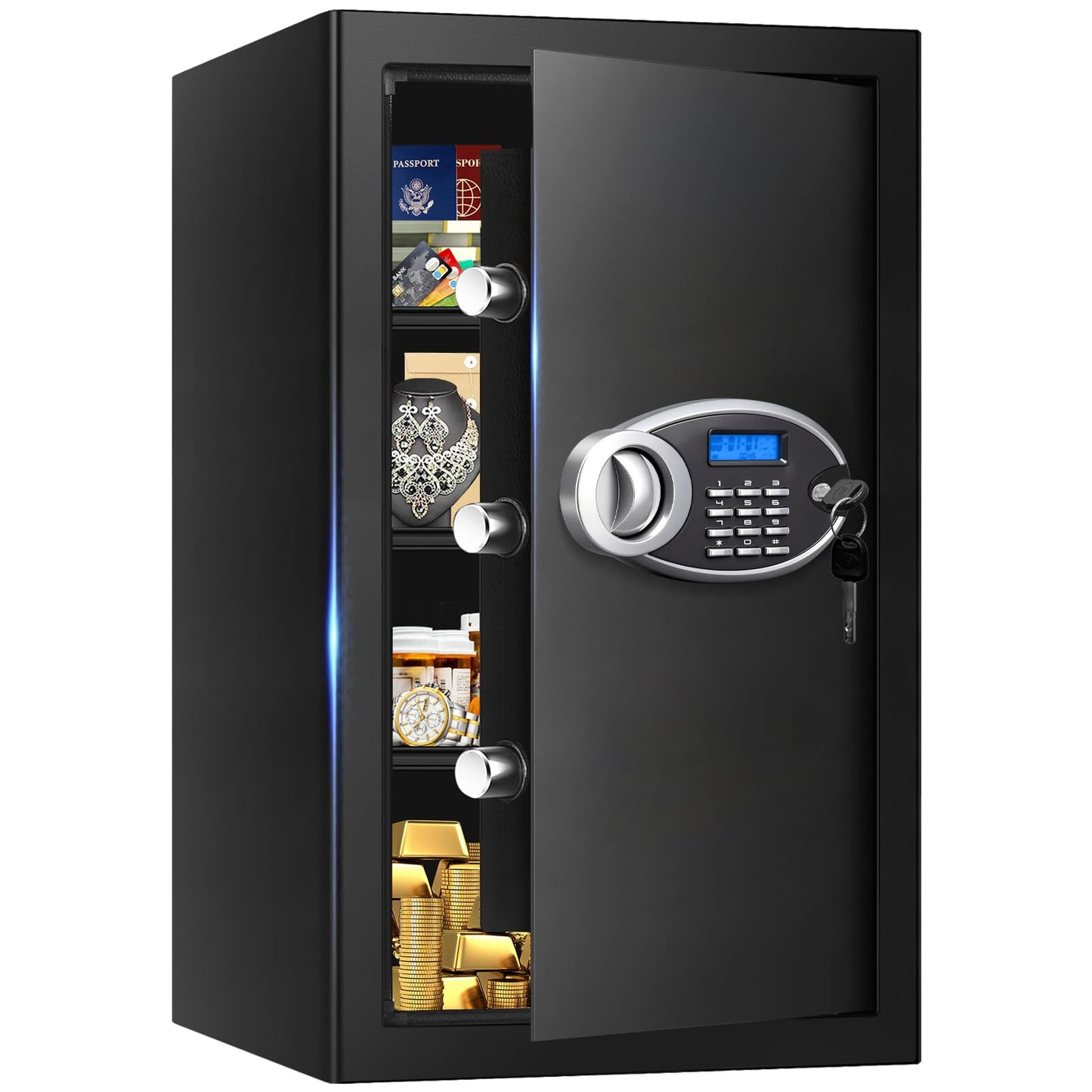 5.2 Cuft Large Safes for Home Use Fire and Water Proof, Heavy Duty Fireproof Safe with Programmable Keypad and Spare Keys, Anti-Theft Personal Security Home Safe Box for Money Document