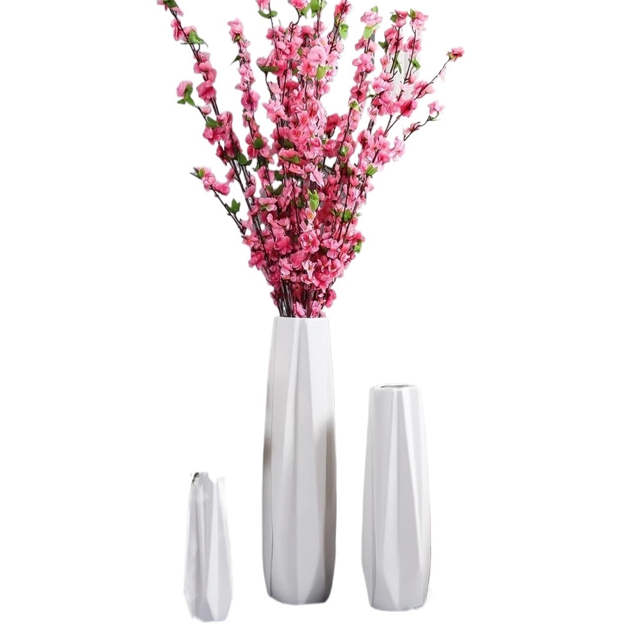 FKTHYO Floor vase Ceramic Vase,Decorative Large,Floor, Large Floor Vase,White Ceramic Vase,Handcrafted,Sophisticated Vessel for Decorative Branches and Dried Flowers (White 30cm)