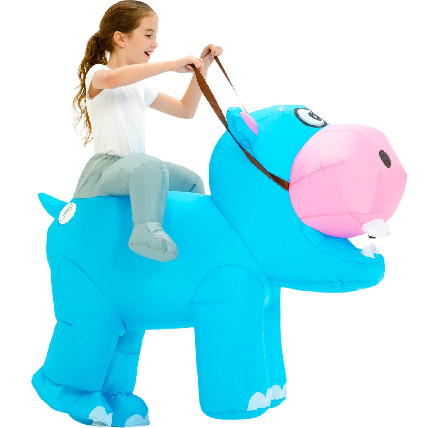 One Casa Blow Up Party Costume,Inflatable Costumes for Kids,Riding Hippo Costume,Halloween Costumes for Girls Boys (4-6YRS)