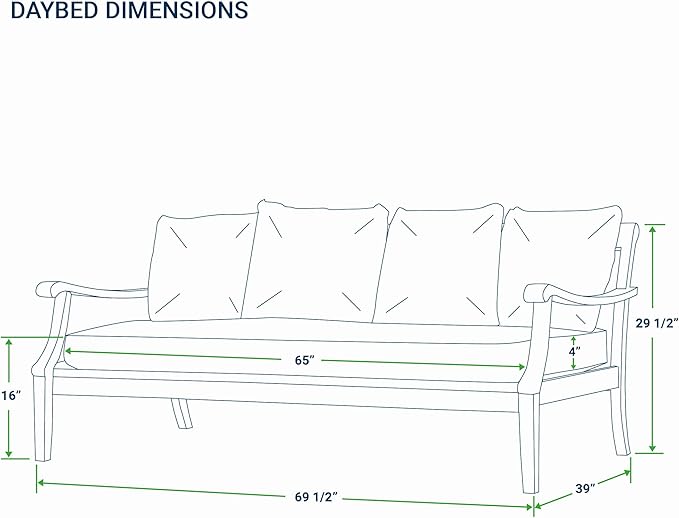 Cambridge Casual Robin Teak Wood Outdoor Sofa Daybed with Oyster Cushion