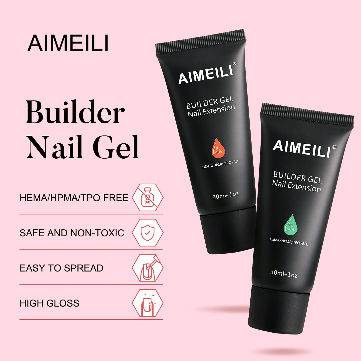 AIMEILI Poly Nail Extension Gel Blue Builder - Hema Free Enhancement for Nail Art Design - DIY Salon At Home Gift for Women - 04