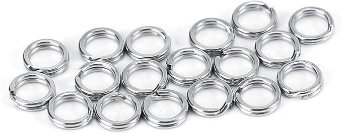Fishing Split ringss, Fishing Swivels 7 Sizes Split Rings Connector, Stainless Steel Lure Connector Snap, Double Snap Loop...
